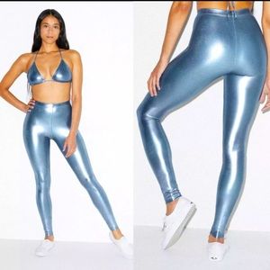 New Year New American Apparel Women's Metallic Legging Blue Ice - Size Medium